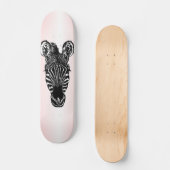 Zebra op roze persoonlijk skateboard (Voorkant)
