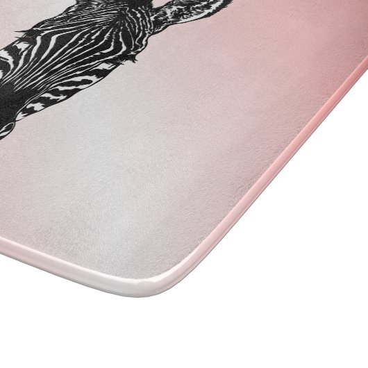 Zebra op roze snijplank (Hoek)
