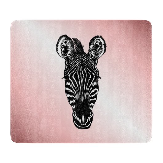 Zebra op roze snijplank (Voorkant)
