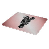 Zebra op roze snijplank (Hoek)