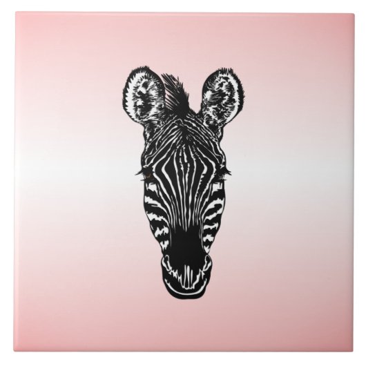 Zebra op roze tegeltje (Voorkant)