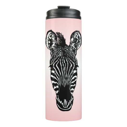 Zebra op roze thermosbeker (Voorkant)