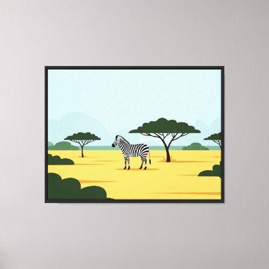 Zebra op safari canvas afdruk (Voorkant)