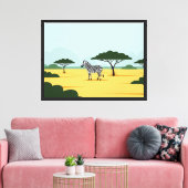 Zebra op safari canvas afdruk (Insitu (Woonkamer))