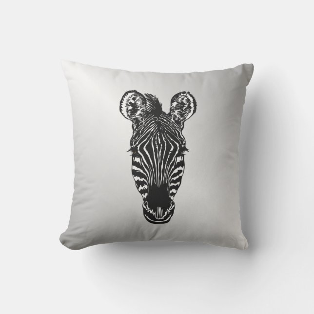 Zebra op Silver Buitenkussen (Voorkant)