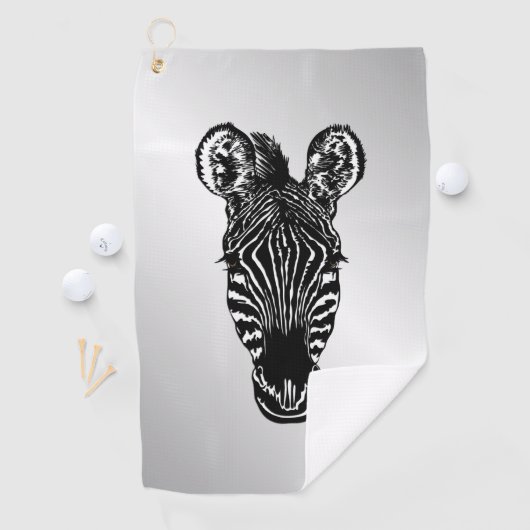 Zebra op Silver Golfhanddoek (Insitu)