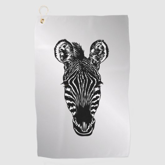 Zebra op Silver Golfhanddoek (Voorkant)