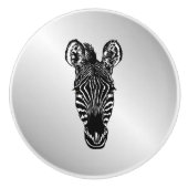 Zebra op Silver Keramische Knop (Voorkant)