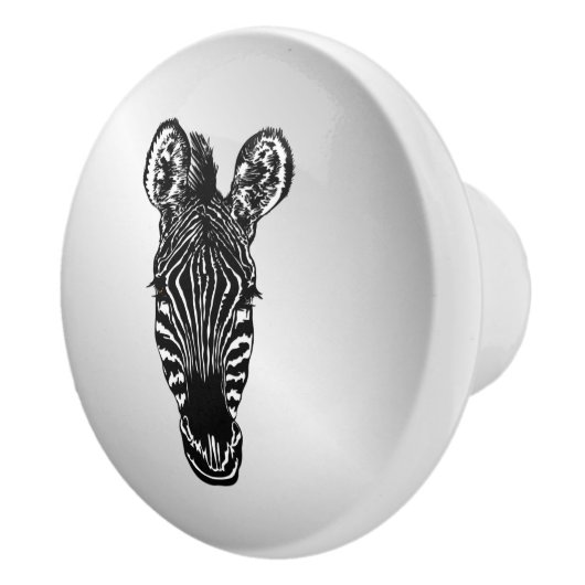 Zebra op Silver Keramische Knop (Rechts)