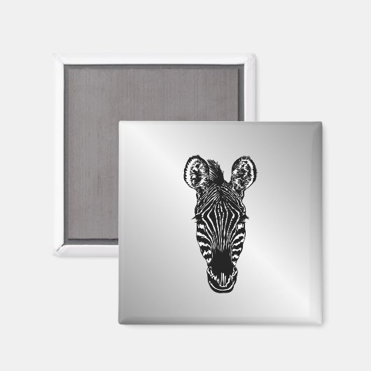 Zebra op Silver Magneet (Voorkant / Achterkant)