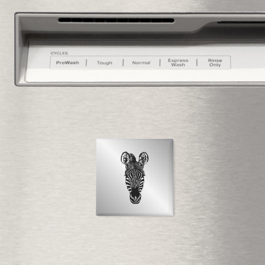 Zebra op Silver Magneet (Insitu (Vaatwasser))