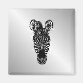 Zebra op Silver Magneet (Voorkant)