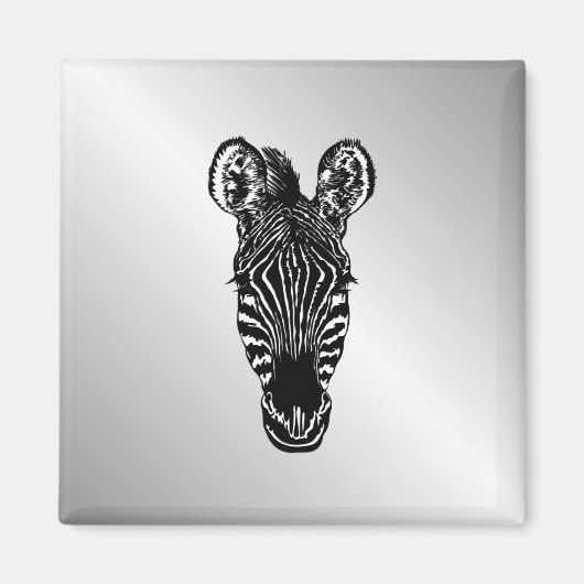 Zebra op Silver Magneet (Voorkant)