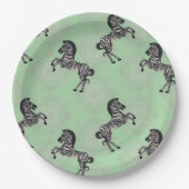 Zebra op Starburst met Bleek Groen Papieren Bordje (Voorkant)