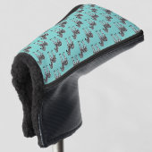 Zebra op Tealblauw Golfheadcover (3/4 voorkant)