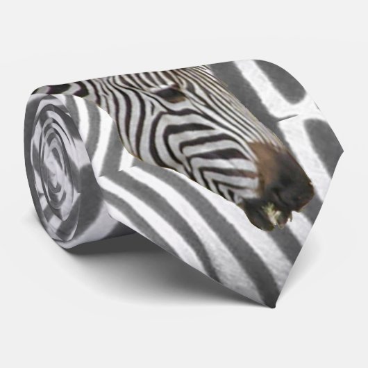 Zebra op zebralijnen stropdas (Opgerold)