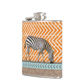 Zebra Oranje Chevrons Tan Blue Hip Flask Heupfles (Links)