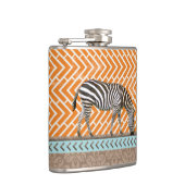 Zebra Oranje Chevrons Tan Blue Hip Flask Heupfles (Rechts)