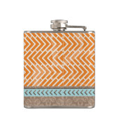 Zebra Oranje Chevrons Tan Blue Hip Flask Heupfles (Achterkant)