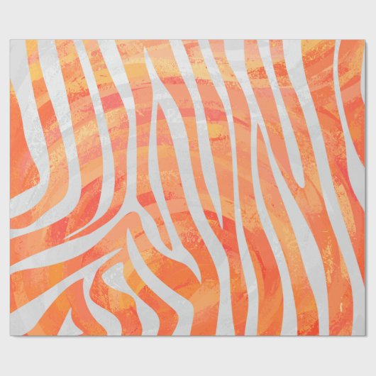 Zebra Oranje en wit afdrukken Cadeaupapier (Vlak)