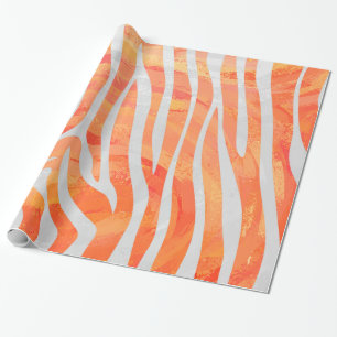 Zebra Oranje en wit afdrukken Cadeaupapier