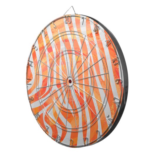 Zebra Oranje en wit afdrukken Dartbord (Voorkant Rechts)