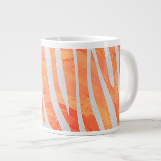 Zebra Oranje en wit afdrukken Grote Koffiekop (Voorkant rechts)