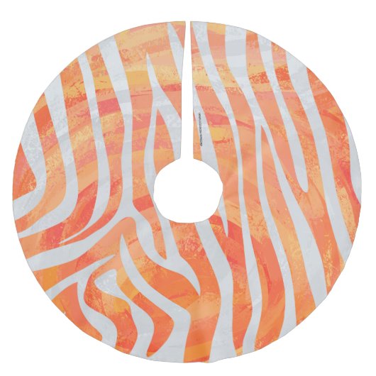 Zebra Oranje en wit afdrukken Kerstboom Rok (Voorkant)
