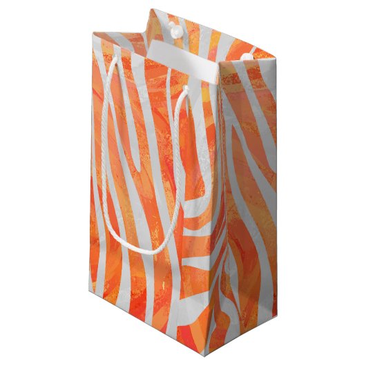 Zebra Oranje en wit afdrukken Klein Cadeauzakje (Voorkant Gekanteld)