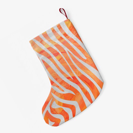 Zebra Oranje en wit afdrukken Kleine Kerstsok (Achterkant (Hangend))