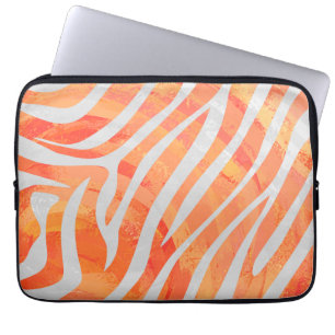 Zebra Oranje en wit afdrukken Laptop Sleeve