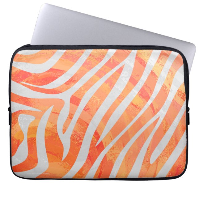 Zebra Oranje en wit afdrukken Laptop Sleeve (Voorkant)