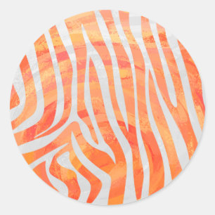 Zebra Oranje en wit afdrukken Ronde Sticker