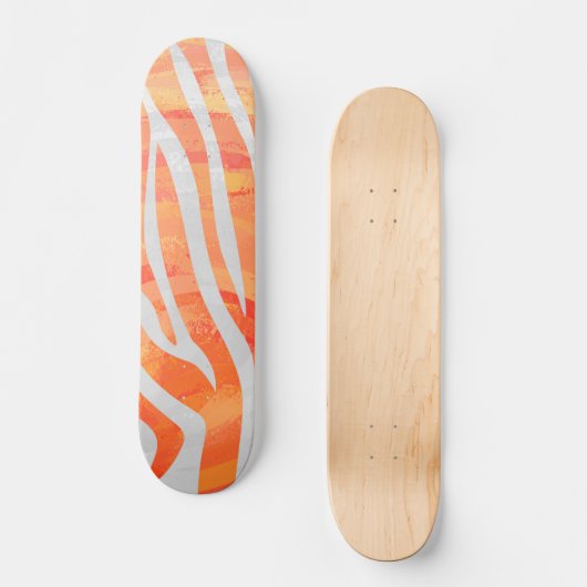 Zebra Oranje en wit afdrukken Skateboard (Voorkant)