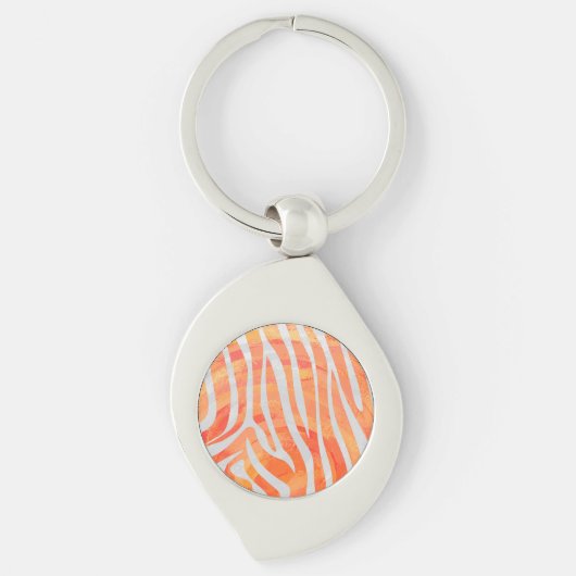 Zebra Oranje en wit afdrukken Sleutelhanger (Voorkant)