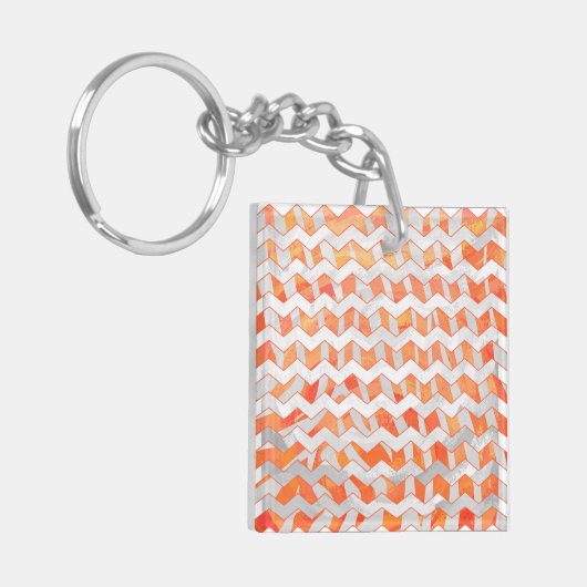 Zebra Oranje en wit afdrukken Sleutelhanger (Voorkant Links)