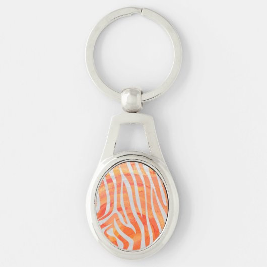 Zebra Oranje en wit afdrukken Sleutelhanger (Voorkant)