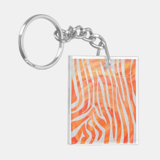 Zebra Oranje en wit afdrukken Sleutelhanger (Voorkant Links)