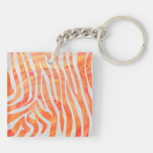Zebra Oranje en wit afdrukken Sleutelhanger