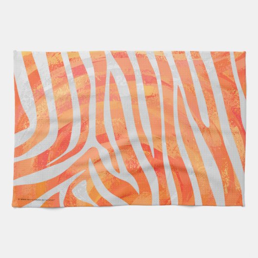 Zebra Oranje en wit afdrukken Theedoek (Horizontaal)