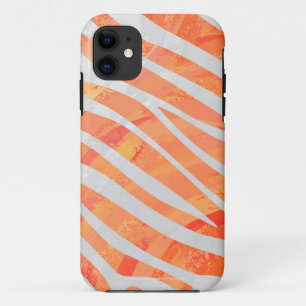 Zebra Oranje en Wit Print iPhone 11 Hoesje