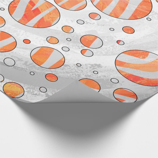 Zebra Oranje en witte poka Dot Cadeaupapier (Hoek)