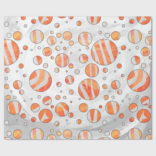 Zebra Oranje en witte poka Dot Cadeaupapier (Vlak)