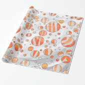 Zebra Oranje en witte poka Dot Cadeaupapier (Uitgerold)