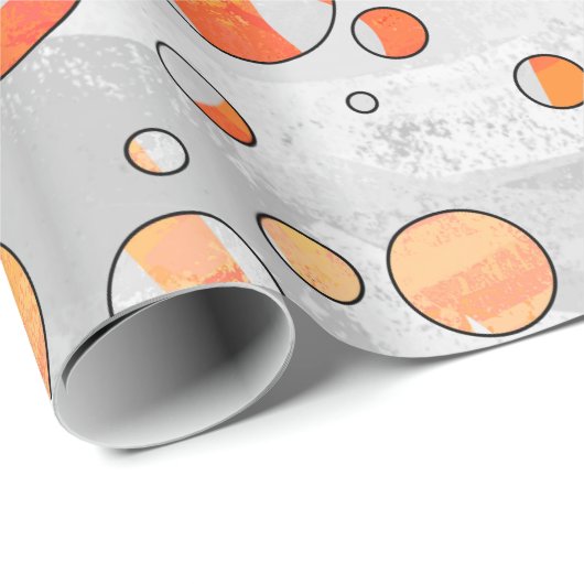 Zebra Oranje en witte poka Dot Cadeaupapier (Rol Hoek)