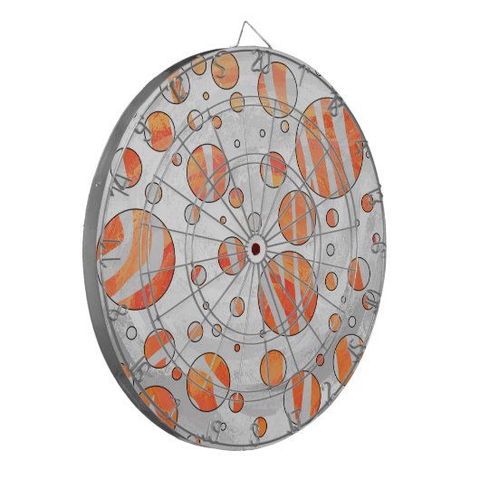 Zebra Oranje en witte poka Dot Dartbord (Voorkant Links)