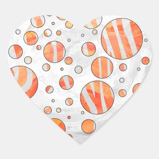 Zebra Oranje en witte poka Dot Hart Sticker (Voorkant)