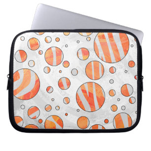 Zebra Oranje en witte poka Dot Laptop Sleeve