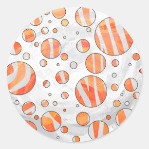Zebra Oranje en witte poka Dot Ronde Sticker