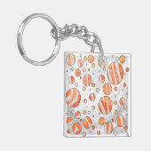 Zebra Oranje en witte poka Dot Sleutelhanger (Voorkant Links)
